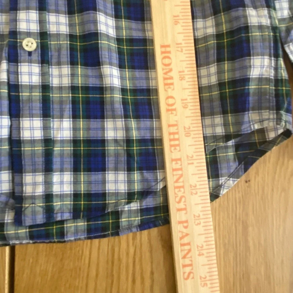 Ralph Lauren L/S Boys Shirt‎ M (10-12) Blue White Plaid Button Down L/S Oxford
